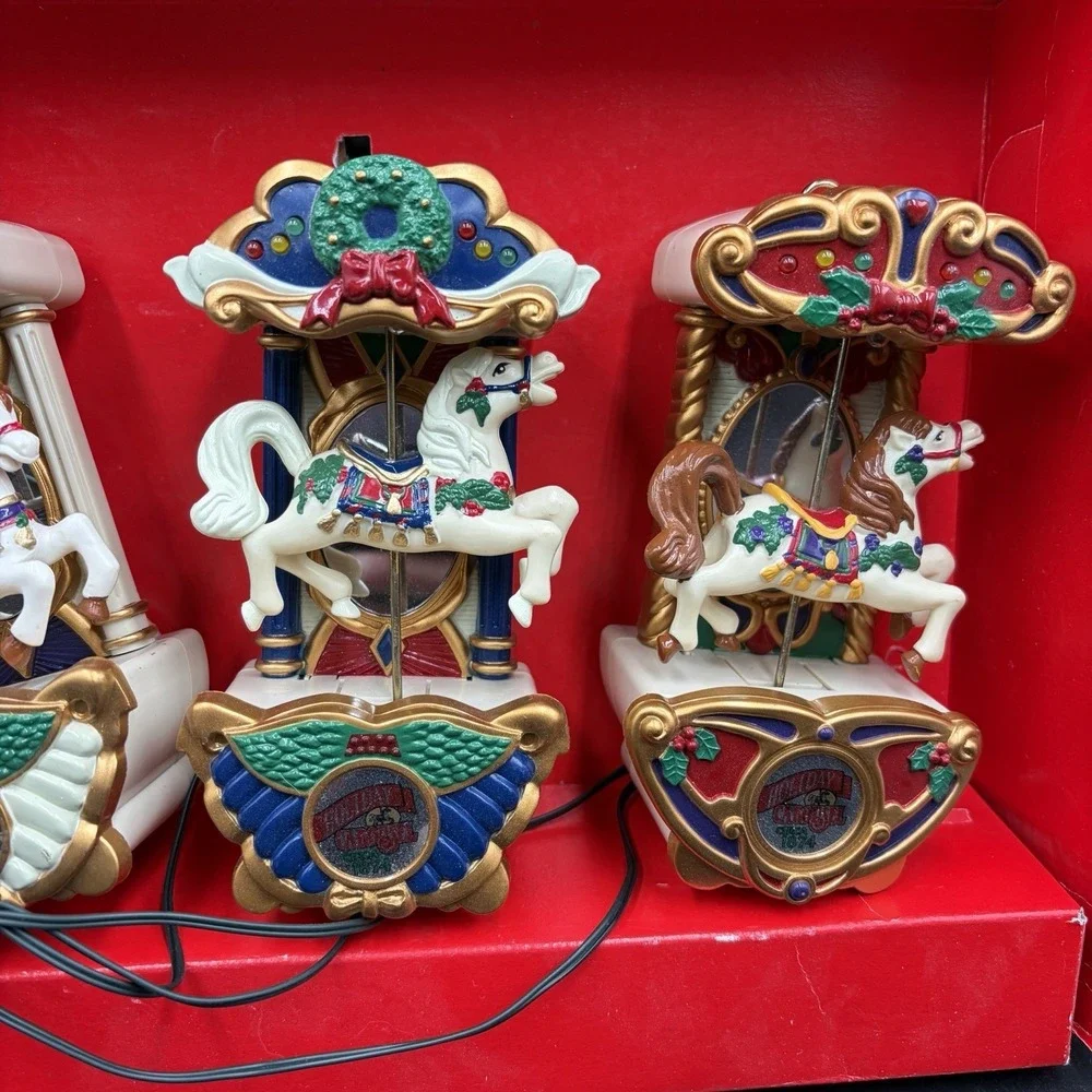 Vtg 1992 Mr Christmas Holiday Carousel Musical Set Of 4 Read !‎